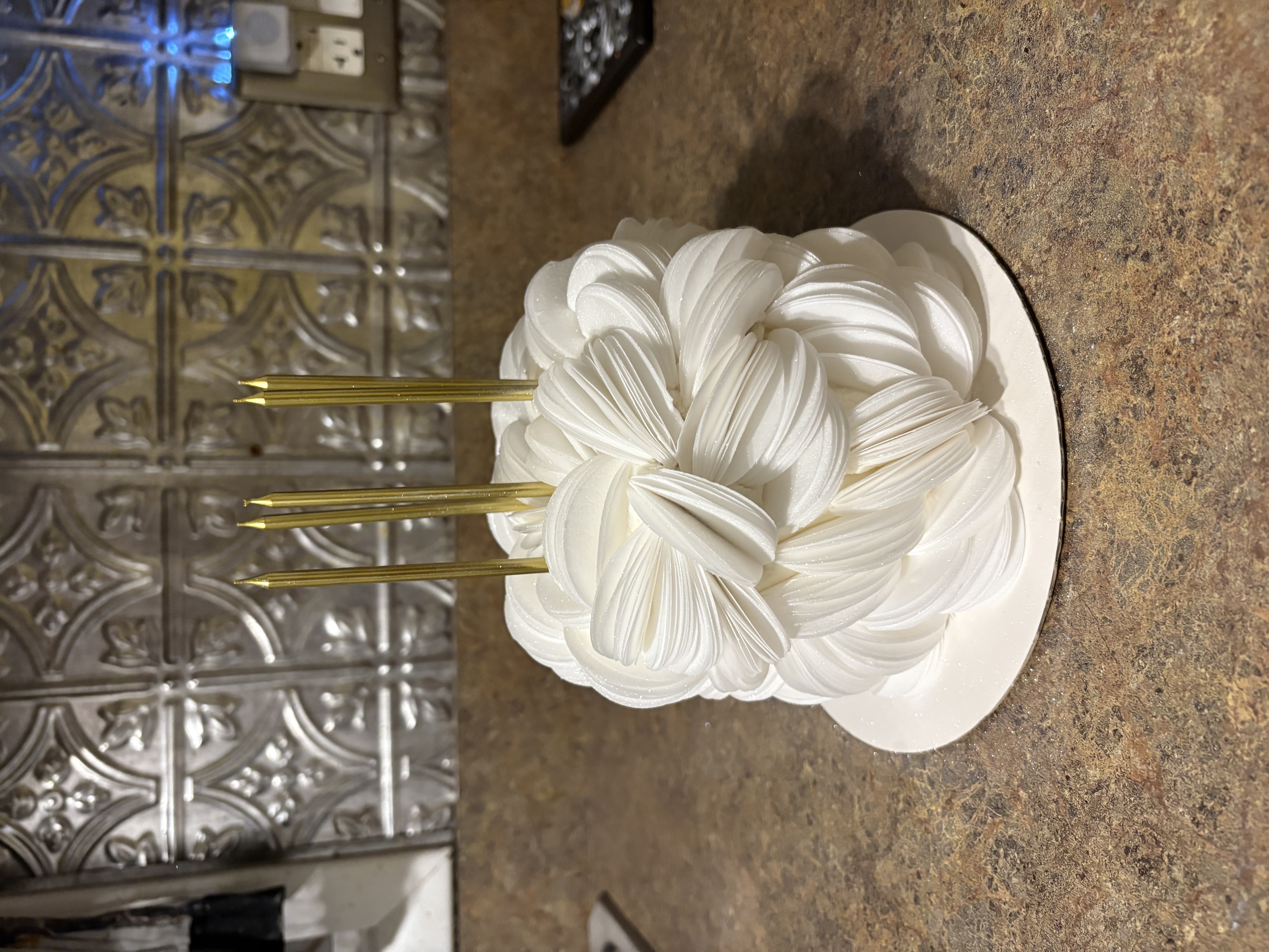Elegant white swirl custom buttercream cake